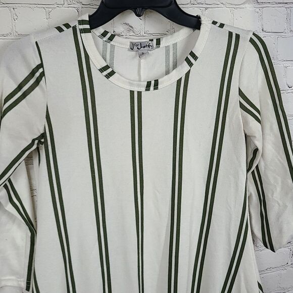 Justify Mini Dress White Striped Long Sleeve Casual A-line Shift Knit Juniors - Picture 3 of 6